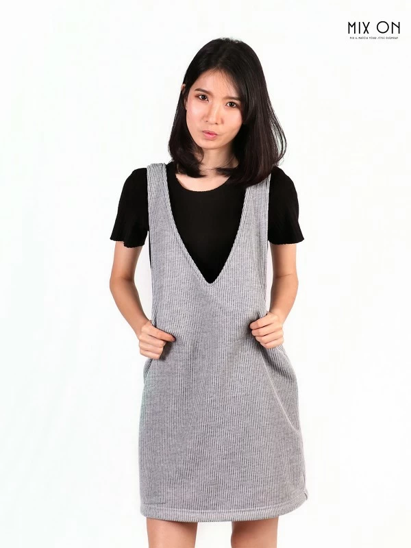 Lacey Overall Dress-Gray