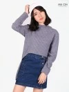 Gina High Low Cropped Tee-Navy (zoom picture)