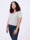 Adaline Button-front Crop Top-Gray (zoom picture)