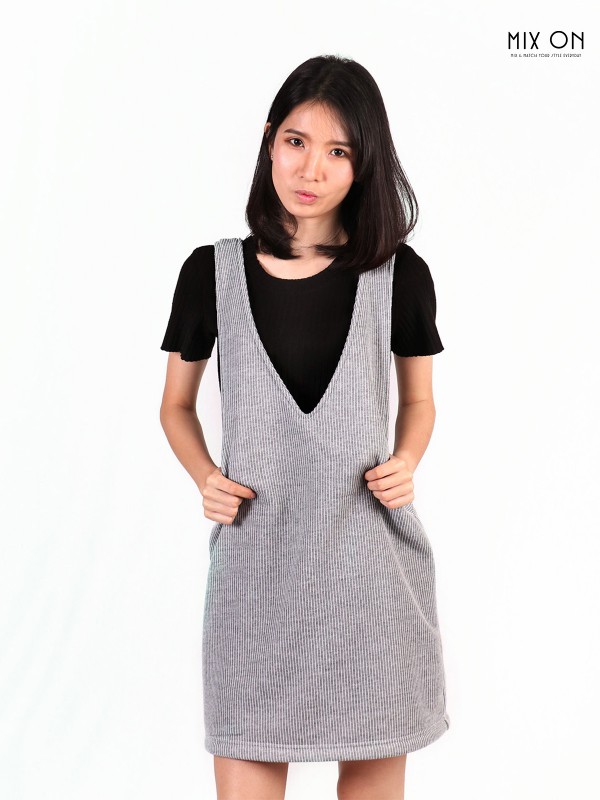 grey overall dress