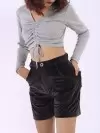 Wilma High Waisted Velvet Shorts (zoom picture)