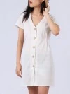 Smock Waist Button Up Dress (zoom picture)