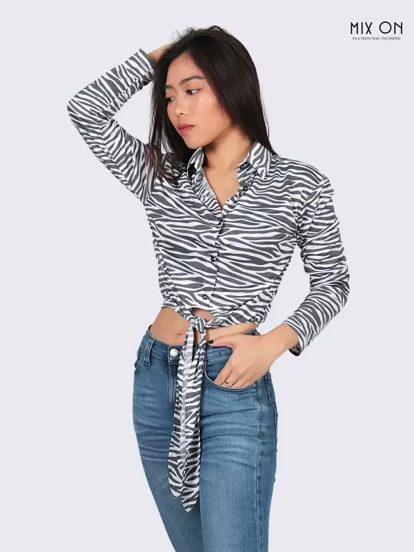 Zebra Tie-Front Shirt